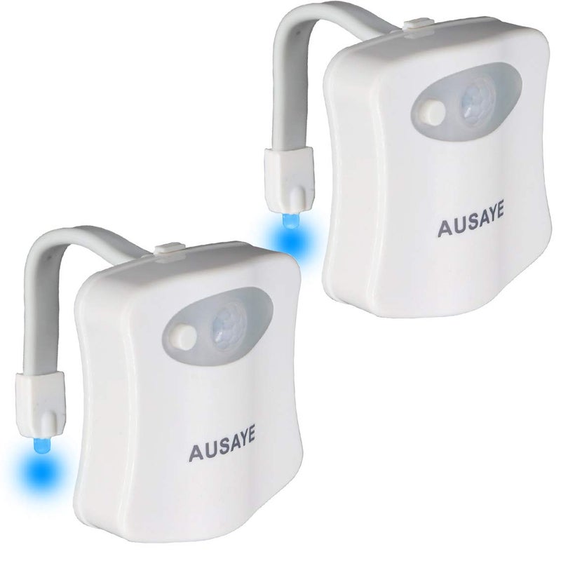 AUSAYE Toilet Night Light, Motion Sensor Lamp 8 Color Changing LED Toilet Bowl Night Light -Funny Unique Christmas Gifts for Mom Him Men Her Kids Stocking Stuffers - Image 1